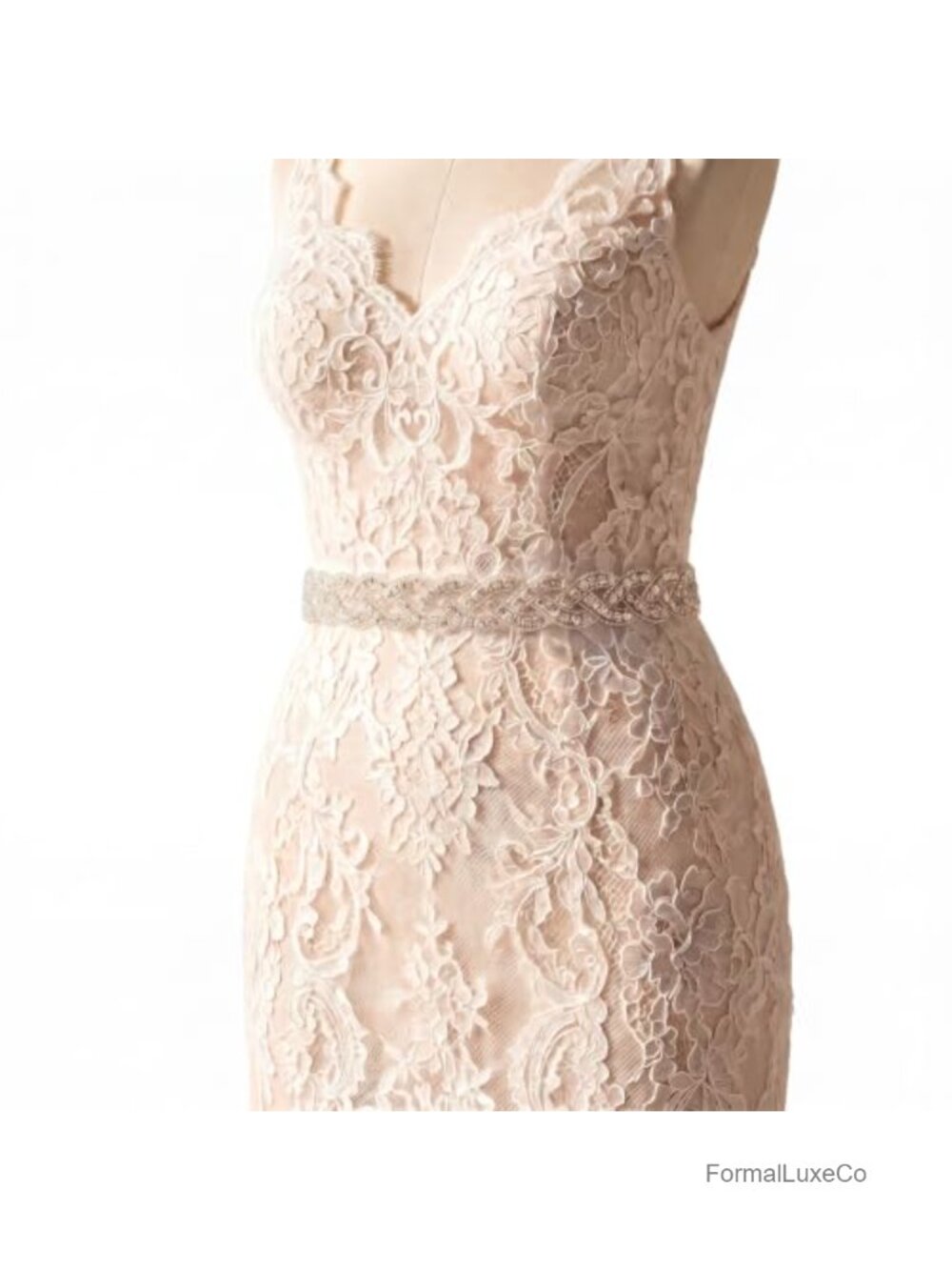 Rhinestone Bridal Sash Applique Iron-On Crystal Wedding Belt Kit with Ribbon